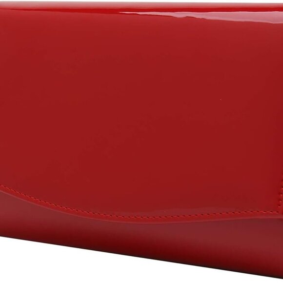 Patent Leather Flap Clutch Classic Elegant Evening Bag Chic Dress Purse - Picture 2 of 7